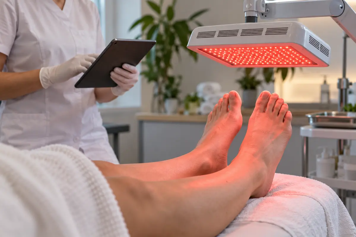 Imagem editorial sobre laser e led