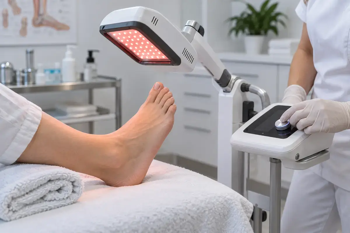 Imagem editorial sobre laser e led