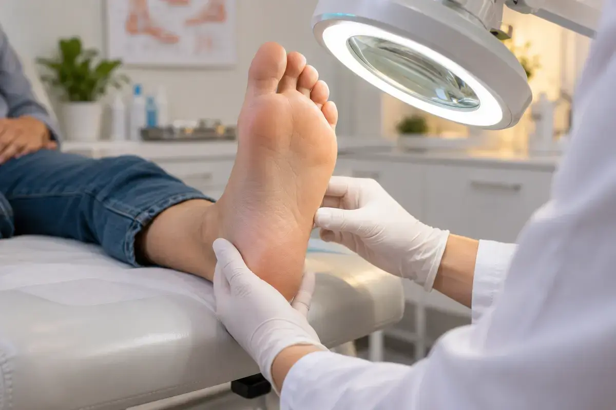 Imagem editorial sobre verruga plantar